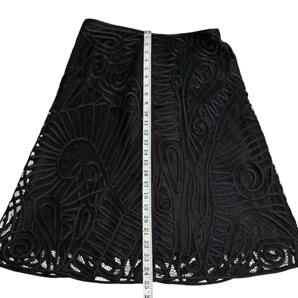 Lafayette 148 Witchy Black Skirt Size 12P 100% Silk Lace Embroidered Whimsigoth - Picture 6 of 11